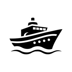 Silhouette of a ship sailing on wavy water surface