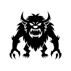 Fototapeta premium Silhouette of a monster with horns and sharp claws