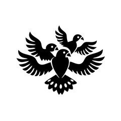 Illustration of three black birds in flight formation