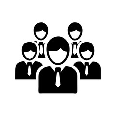 A group of five people wearing suits and ties icon art