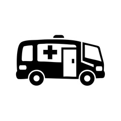 Illustration of a black and white ambulance vehicle