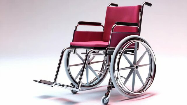 A pair of red and silver wheelchairs.