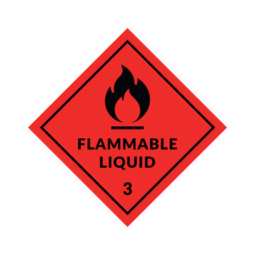 Hazardous Material Flammable Liquid Vector Flat Rhombus Sign on White Background. Warning Symbol Class 3 for Packages, Outdoor design.