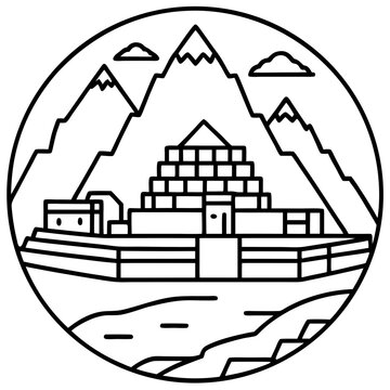 Machu Picchu line art vector