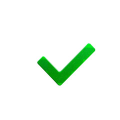 A single green check mark symbol isolated against a plain dark black background image art