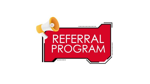 Referral program animation with megaphone on white and green screen