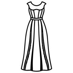Maxi dress line art vector
