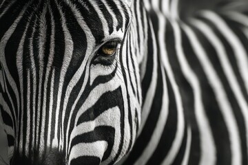 Fototapeta premium A zebra's face is shown in black and white