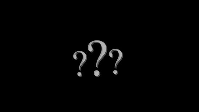 Animation of question mark with white/black screen. HD video black and white thin line icon for web design. Why, ask, question problem, monochromatic flat object animation 