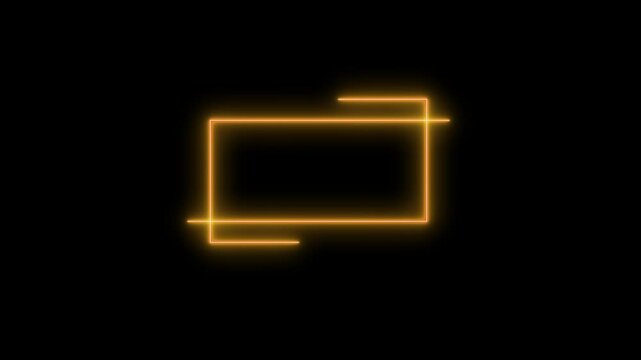 abstract glowing neon box icon rectangle border frame in the shape rectangle glowing and futuristic energy line animation video. on black background.