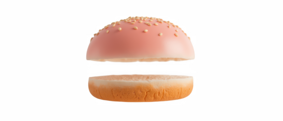 Pink sesame seed bun with soft texture, perfect for gourmet burgers or creative culinary presentations