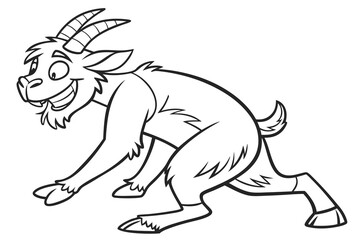 Obraz premium Line art of a mischievous satyr, suitable for a coloring page, simple lines, no shading, clear outlines, black and white