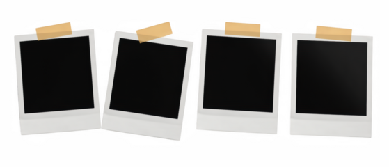 Empty photo frames with tape