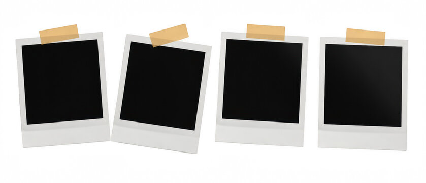 Empty photo frames with tape