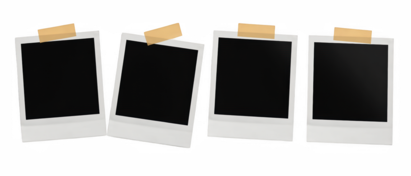 Empty photo frames with tape