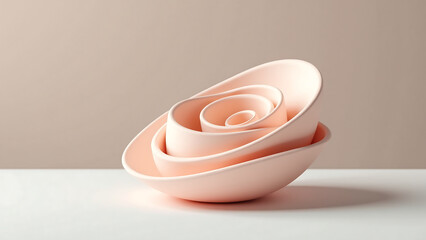 delicate layered clay sculpture soft pastel hues fills frame softly glowing neutral background gentle curves