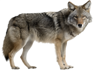 wolf animal mammal coyote isolated on white background PNG ,ai generated