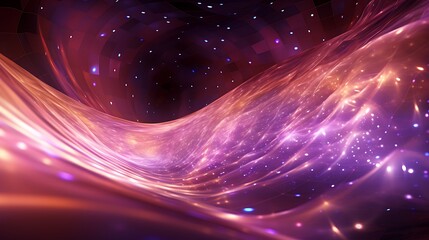 Abstract mauve-colored tunnel of data impulses flowing through a neural mesh, with hints of light distortion.