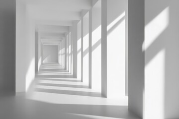 Fototapeta premium Background white hallway with falling shadows