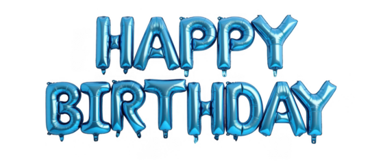 Happy birthday balloons blue color create festive atmosphere for celebrations. These shiny decorations are perfect for parties and special