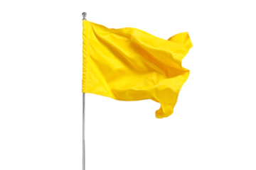 Yellow flag waving in the wind on a pole.