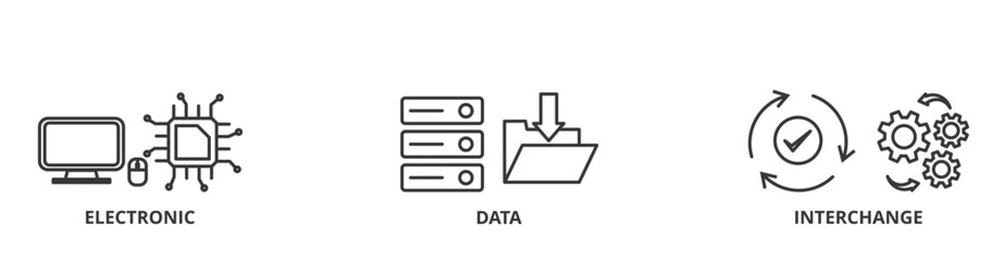 EDI - electronic data interchange banner vector illustration concept with icon of electronic, data and interchange
