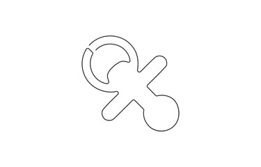 Pacifier for baby. Continuous line one drawing. Newborn Nipple Continuous Line,  Simple line illustration, Pacifier for baby. Continuous line one drawing. Vector illustration.