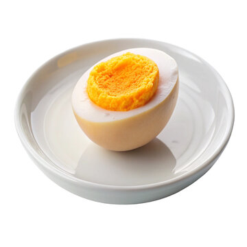 Salted egg served on a dish offers a flavorful and traditional taste commonly used in Asian cuisine

