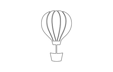 Hot air balloon in continuous line art drawing style. Minimalist black linear design, Hot air balloon sign. Continuous line drawing icon.