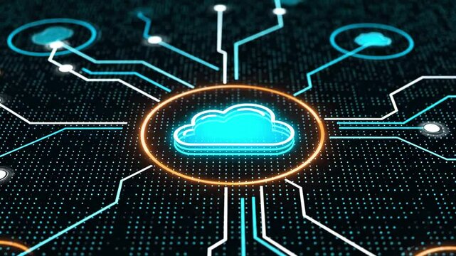 Futuristic Cloud Computing Concept - Digital Data Network Background