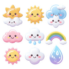 Kawaii Weather Icons Set 4