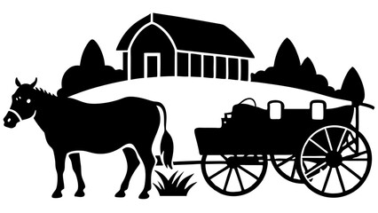 Cows Resting Under the Tree with Barn in Background