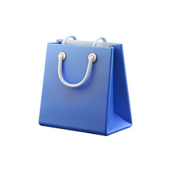 Blue paper shopping bag with handles for retail and gift packaging