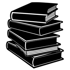 Charming stack of books in vintage silhouette—ideal for vintage libraries, book blogs, or academic t-shirt prints.