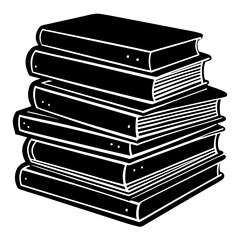 Retro book stack silhouette—ideal for educational projects, reading campaigns, or vintage-inspired wall art.
