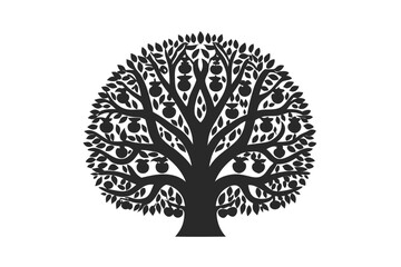 Obraz premium Apple Tree vector silhouette illustration isolated on white background