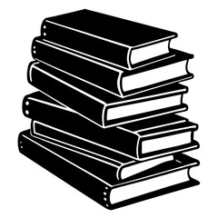 Retro book pile silhouette for vintage readers—use in logos, bookmarks, or World Book Day crafts.