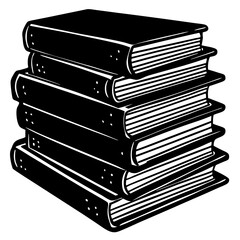 Vintage-style stacked books silhouette—great for cozy book corner decor, library flyers, or World Book Day illustrations.