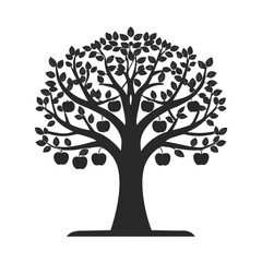 Fototapeta premium Apple Tree vector silhouette illustration isolated on white background