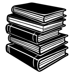 Minimalist stack of old books silhouette—perfect for bookmarks, book lover merch, or vintage classroom visuals.

