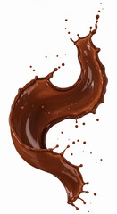 Splashes of Liquid Milk Chocolate Forming Dynamic Shapes on White Background