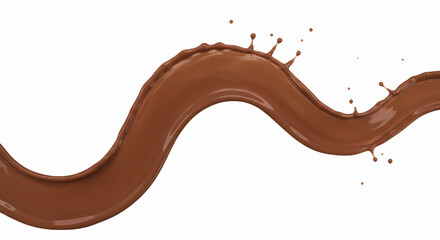 Splashes of Liquid Milk Chocolate Forming Dynamic Shapes on White Background