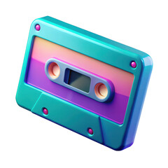 Fototapeta premium 3d retro cassette tape render isolated on transparent background