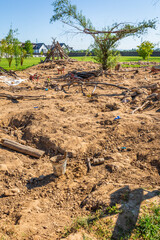 Public playground with soil and sludge to learn how to dig, burrow, grub and build