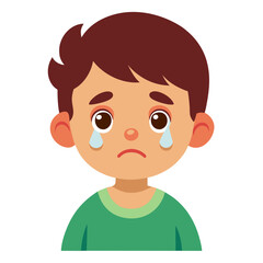 sad child, crying child, tearful kid, upset child, emotional child, child portrait, cartoon child, kid face, child character, white background, flat design, child avatar, child clipart, children vecto