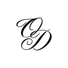 Elegant OD Monogram Logo in Black Script – Luxury Calligraphy Initial Design on White Background