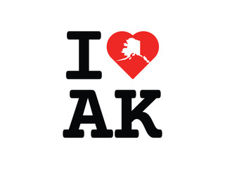 creative love with alaska map design, vector illustration, isolated on transparent background