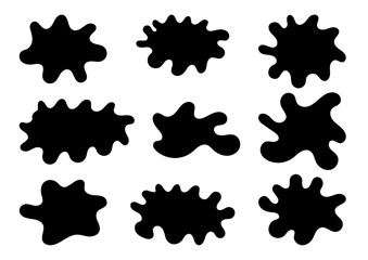 drops, ink stain shape, fluid or liquid shape, blot icon, blob shape doodle icon, drip splash shape, splashing or explosion symbol, free form hand drawn