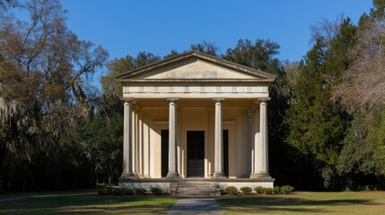 Fototapeta premium Greek Temple Architecture in Sunny Garden
