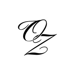 Elegant OZ Monogram Logo in Black Script – Luxury Calligraphy Initial Design on White Background
